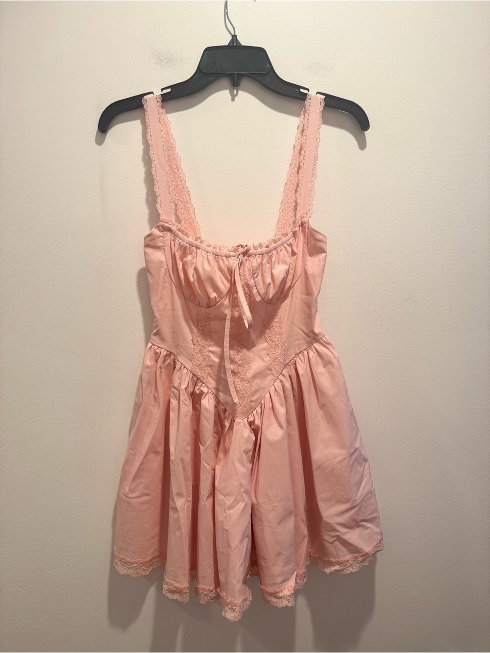 Pink Lace-Trim Corset Style Mini Dress NWT